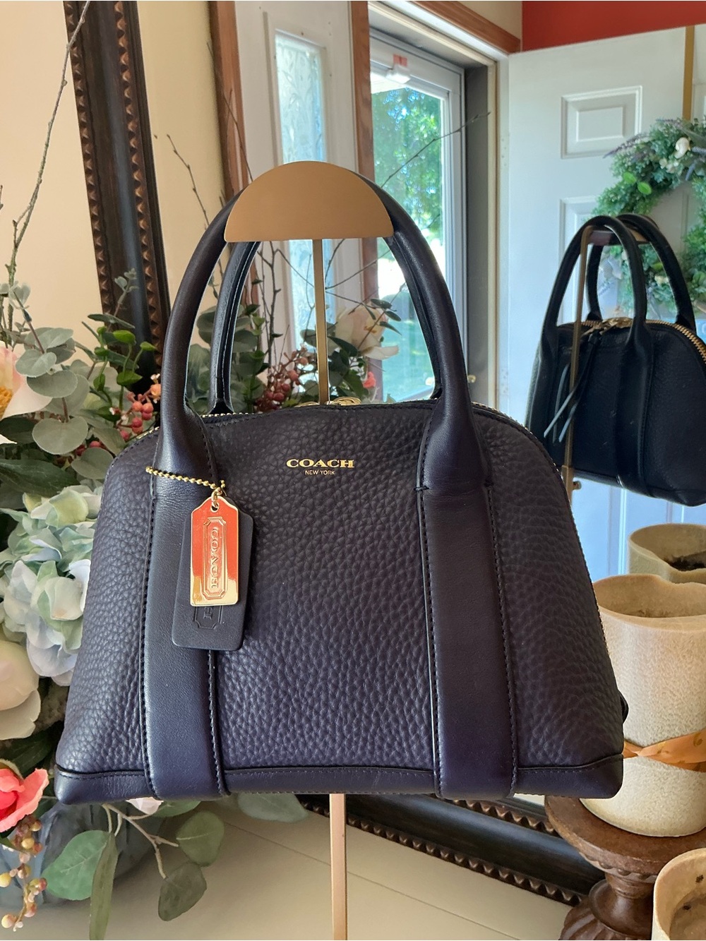Coach Mini Bennett Satchel Plum Pebbled Leather Gold Hardware